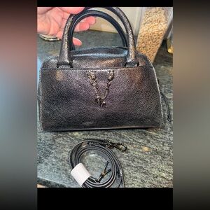 Versace virtus gunmetal dark gray purse AUTHENTIC
